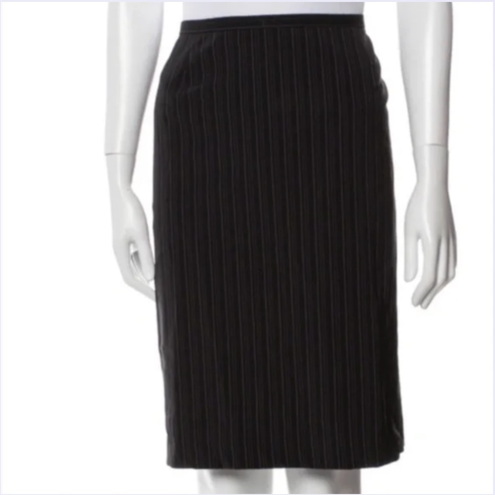 Max Mara Wool Micro Stripe Pencil Skirt US 12 IT 48